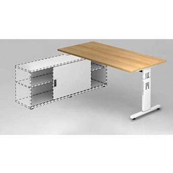 Büroschreibtisch T-Fuß 160x80cm Eiche/Weiß