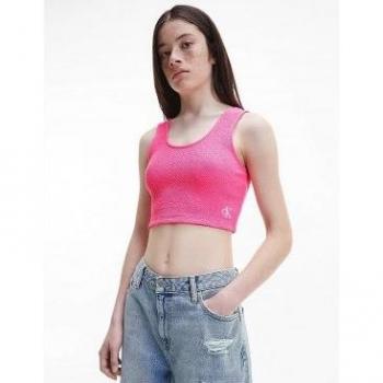 Top crop rosa algodón CK Jeans outlet