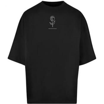 Stampa tulipano grande su maglia corta black