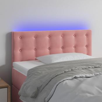 Cabecero de Terciopelo Rosa con LED 80x5x78/88 cm