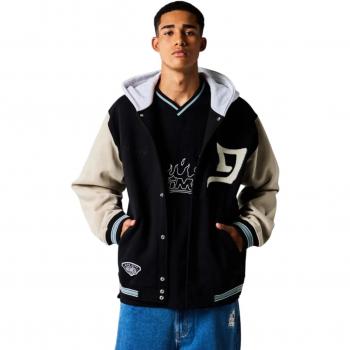 Chaqueta Varsity Bicolor Grimey en Negro y Azul