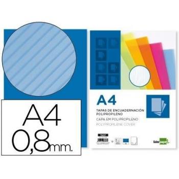 Tapa encuadernacion Liderpapel polipropileno ondulado A4 0.8 mm azul paquete de 50 64094