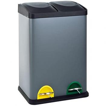 SVITA 40L Poubelle de Tri à Pédale Gris