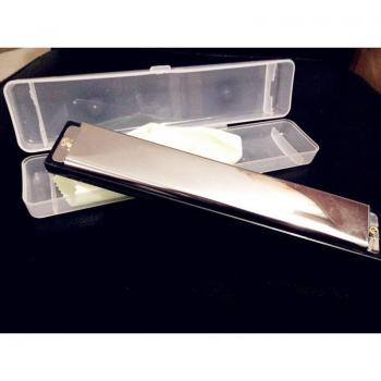 Octave-Tuned Silver Harmonica 24 Holes 48 Tones C Key with Case