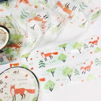 Kawaii Fuchs und Wald PVC Aufkleberband für Tagebuch