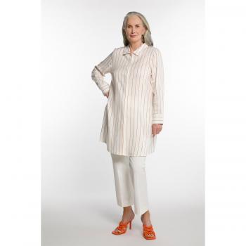 Tunica a righe lunga con maniche lunghe, Donna, Beige, Taglia 64/66