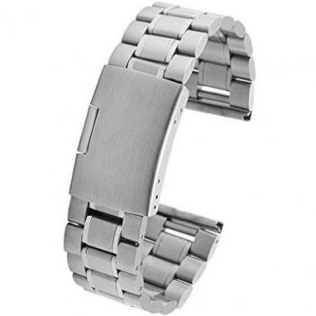 Correa de pulsera de acero inoxidable BlueBeach® 22mm para Pebble Time / Motorola 360 2nd Gen / Samsung Gear 2 R380 R381 R382 / LG G Watch W100 / LG G Watch R W110 / LG Watch Urbane W150 / Asus ZenWatch / Asus Vivowatch