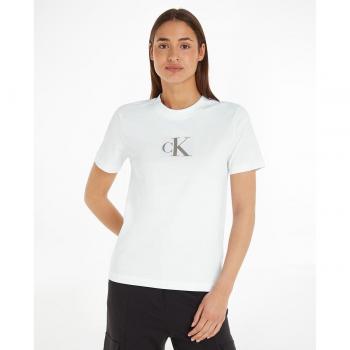 Calvin Klein Jeans Pailletten T-Shirt in Weiß | XL