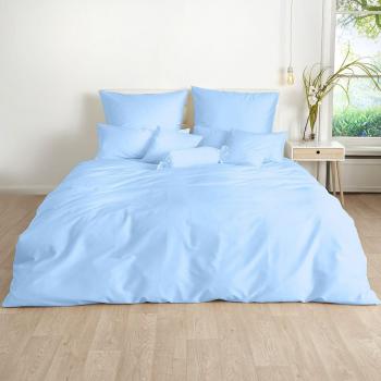 Hellblau Uni Mako‑Satin Bettwäsche – Einzelbettbezug 155 × 220 cm