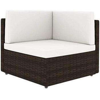 Braunes Eckteil aus Poly‑Rattan für modulare Sofas