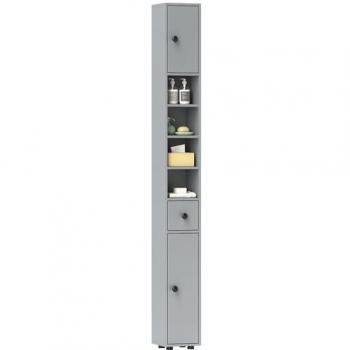 Kleankin Grey Compact Bathroom Cabinet, 2 Doors + Shelf for Toiletries