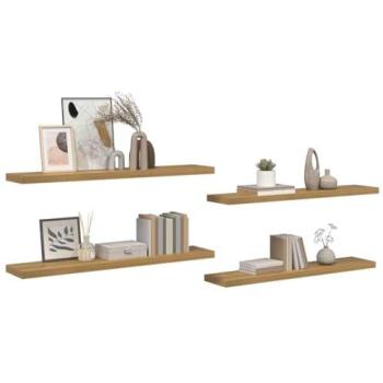 VidaXL Engineered Wood 4‑Pack Wall Shelf, Brown (120 × 23.5 × 4 cm)