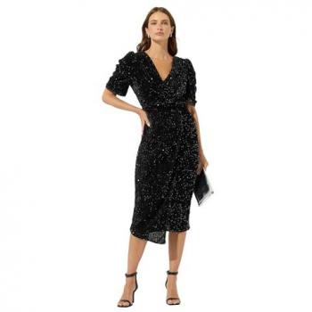 M & Co Funkelndes Velours-Wickelkleid