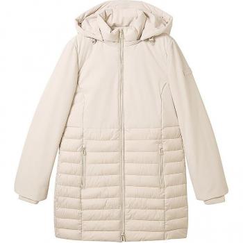 TOM TAILOR Damen Hybrid Mantel mit Kapuze, weiß, Uni, Gr. M