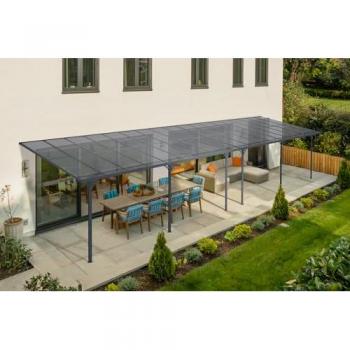 Pergola adossée KLEO 11x3m en aluminium gris
