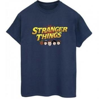 T-shirt Cotone Blu Navy Stranger Things per Donne