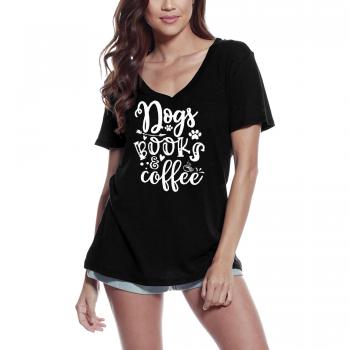 T‑shirt Ultra Basique pour Femmes : Chiens, Livres, Café – Couleurs Vives