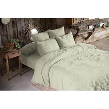 Housse de couette et taies d'oreiller en double gaze de coton 240 x 220 cm vert