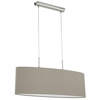 Eglo Pasteri Pendant Lamp Satin Nickel with Taupe Shade