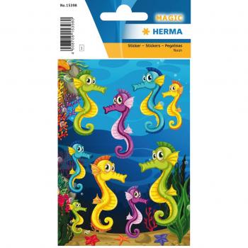 HERMA Schmucketikett Magic Seepferdchen Neon