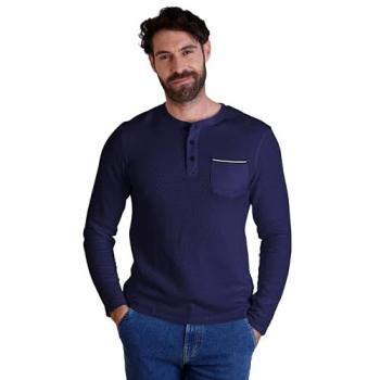 Enorsia Marine Men’s Long‑Sleeve Textured Jersey Henley – Size S