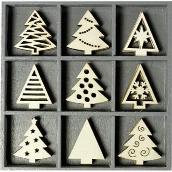 Heyda Weihnachtsdeko Holzornamente Weihnachtsbäume VE=45 Stück