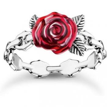 Thomas Sabo Silver Red Floral Ring