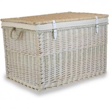 Large Wicker Basket with White Wash Finish
