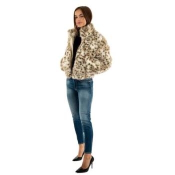 Panther Skin Faux Fur Long Sleeve Coat