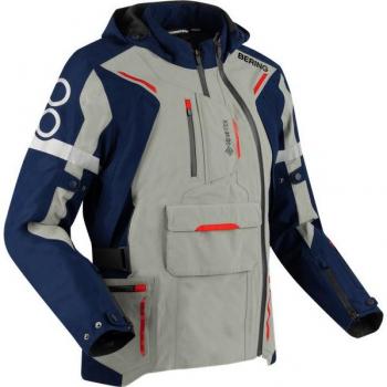 Bering Giacca Moto Austral GTX Impermeabile Grigio Rosso Blu XL