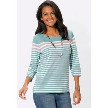Witt Rundhalsshirt – Damen, Größe 38, Salbei/Ecru-Geringel