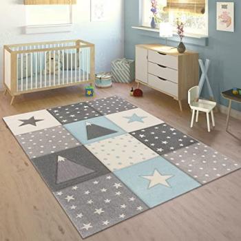 Alfombra Infantil Rústica de Lunares 3D con Motivo de Estrellas – 120×170 cm