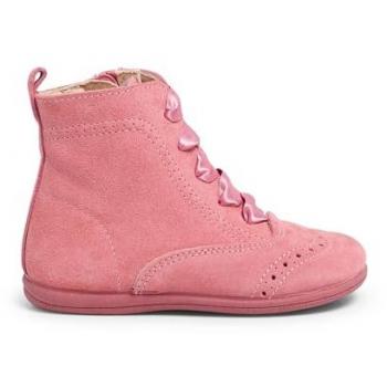 Botas Pascuala de Serraje con Lazo de Raso para Bebés