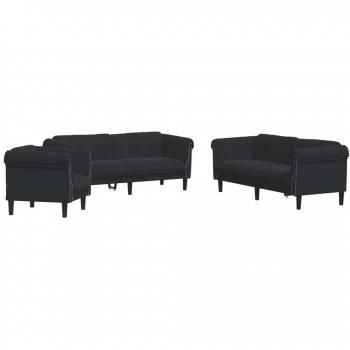 Trio de sièges salon noir velours – VidaXL