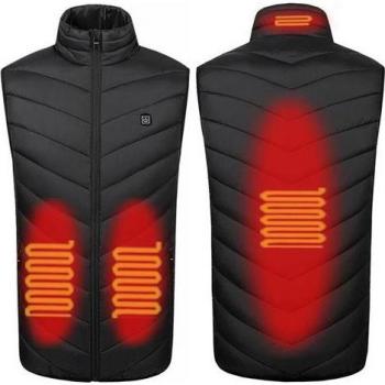 Chaleco Eléctrico Calefactor 4 Zonas Negro M