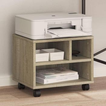 Mobile Side Table/Nightstand Sonoma Oak Printer Stand with Wheels 41x32x34.5 cm