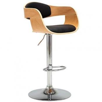 VidaXL Chaise de Comptoir en Bois Courbé Noir Similicuir