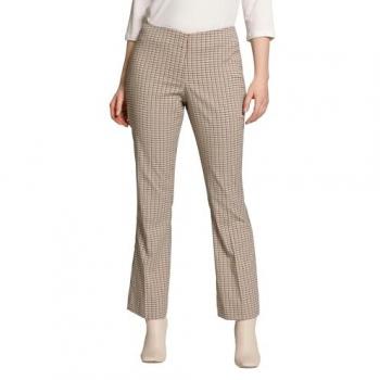 Pantaloni donna boot cut 7/8 con pieghe e cintura comoda, Marrone, Taglia: 58, Poliestere/Viscosa