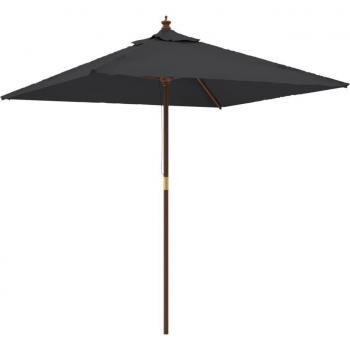 Sombrilla de Exterior Negro con Palo Natural 198×198 cm