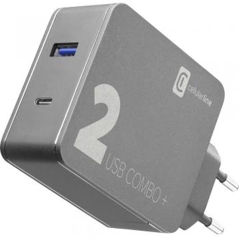 Cellularline Multipower 2 Combo Plus (48 W), USB Ladegerät, Schwarz