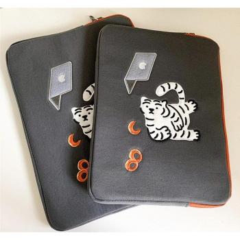 Tiger 11‑15 inch Handbag Tablet Case Laptop Bag for MacBook iPad Pro Liner Computer Bag Embroidery Protective Cover Sleeve Bag