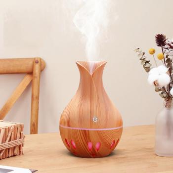 Holzmaserung Aroma Diffusor, 500ml, Ultraschall, 7-farbiges LED Licht
