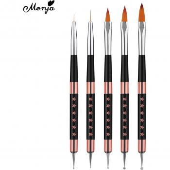 Monja 5pcs Acrylic UV Gel Nail Art Brush Set