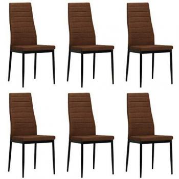 Conjunto de Sillas de Comedor 6 Piezas Tela Marrón
