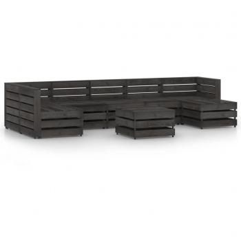 Set de muebles de patio 8 piezas pino gris