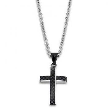 Collier Lotus Croix Élégante – Métal Noir Longueur 50 cm