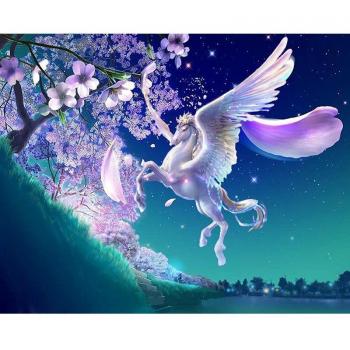 Set de peinture diamant licence unicorn et fleurs – Décor chambre bébé (20×30 cm)