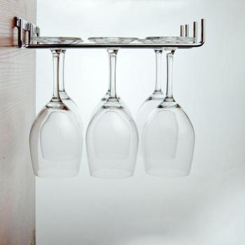 Soporte de metal para copas de vino, estante invertido de 2 filas, instalación lateral en armario