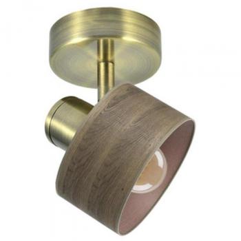 Nando Spot 1xe14 Cuir/Bois Sombre, 17×12×12 cm, Réglage Facile