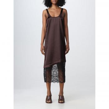 GANNI Elegant Brown Midi Slip Dress Size XS
